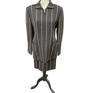 Vintage Dana Buchman Brown Gold Stripe 2 piece skirt Size‎ 6